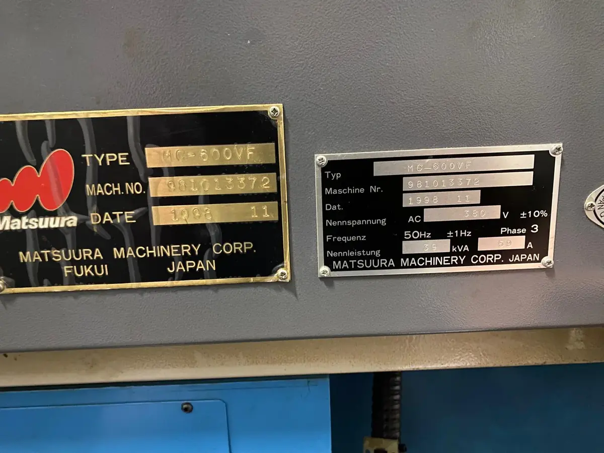 None Obradni centar glodalica vertikalna   • Matsuura • MC-600VF, godište 1998 • 6