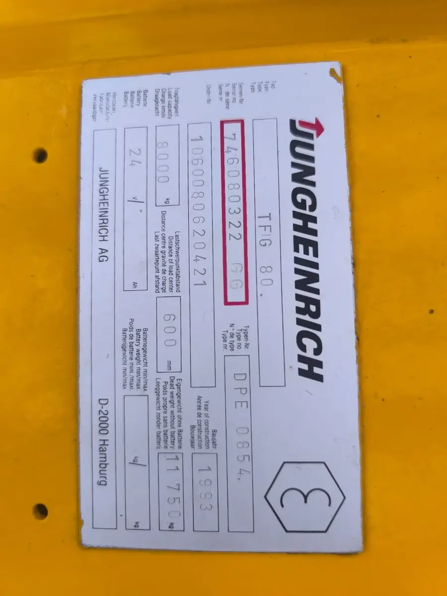 Dizel viljuškar Jungheinrich • TFG 80, godište 1993 • 8