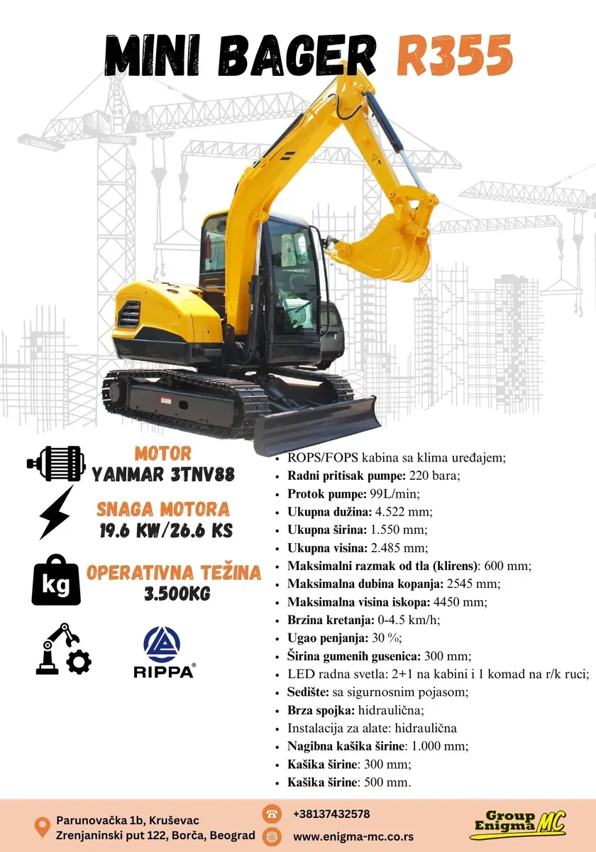 Mini bager Rippa • R355, godište 2024 • 8