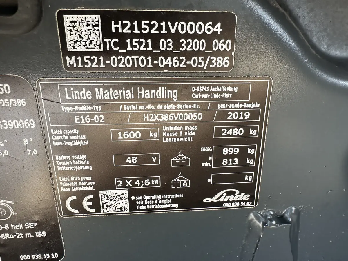 Električni viljuškar Linde • E16 Triplex, godište 2019 • 6