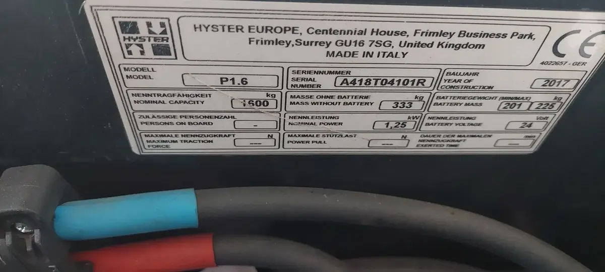 Električni viljuškar Hyster • P1,6, godište 2017 • 4