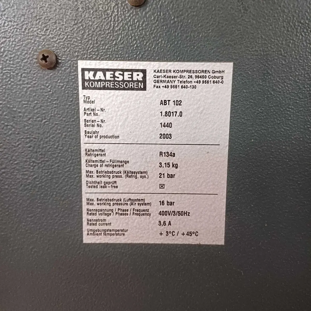 Vijčani kompresor Kaeser • CSD 102T, godište 2003 • 7
